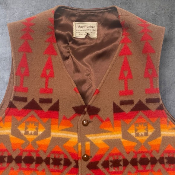 Vintage Pendleton High Grade Western Wear Wool Vest Mens 44 Aztec Southwestern - Picture 2 of 12
